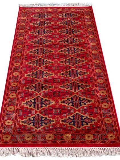 3×5 Feet Hand Knotted Bukhara Wool Rug Red