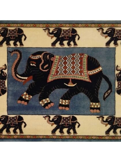 4x3 feetElephant Rug Wool Hand Knotted