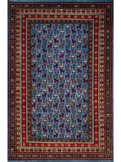 4x6 Handmade Hand Knotted Wool Rug Bakri Bluish Gray