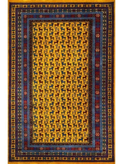 4x6 Handmade Hand Knotted Wool Rug Bakri Yellow