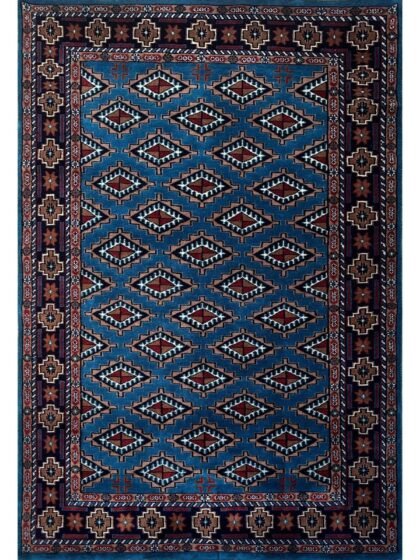 4x6 ft Hand Knotted Wool Rug Blue Diamond