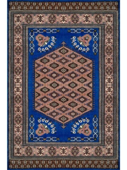 4×6 Feet Royal Blue Hand Knotted Prince Bukhara Wool Rug