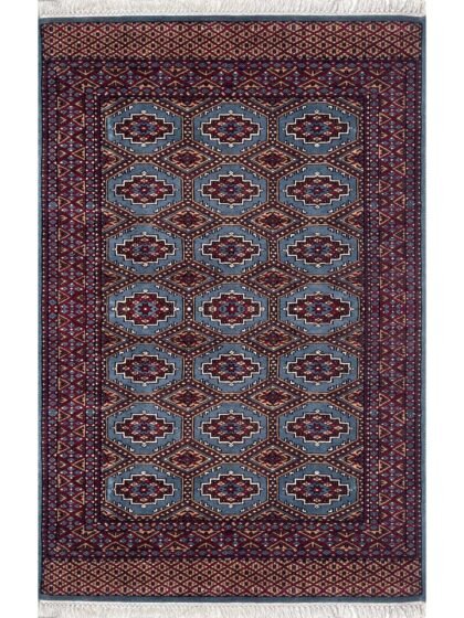 4x6 ft Hand Knotted Woolen Rug Bluish Gray Bukhara