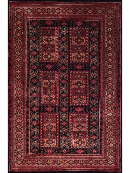 4x6 ft Hand Knotted Woolen Rug Black Dubba