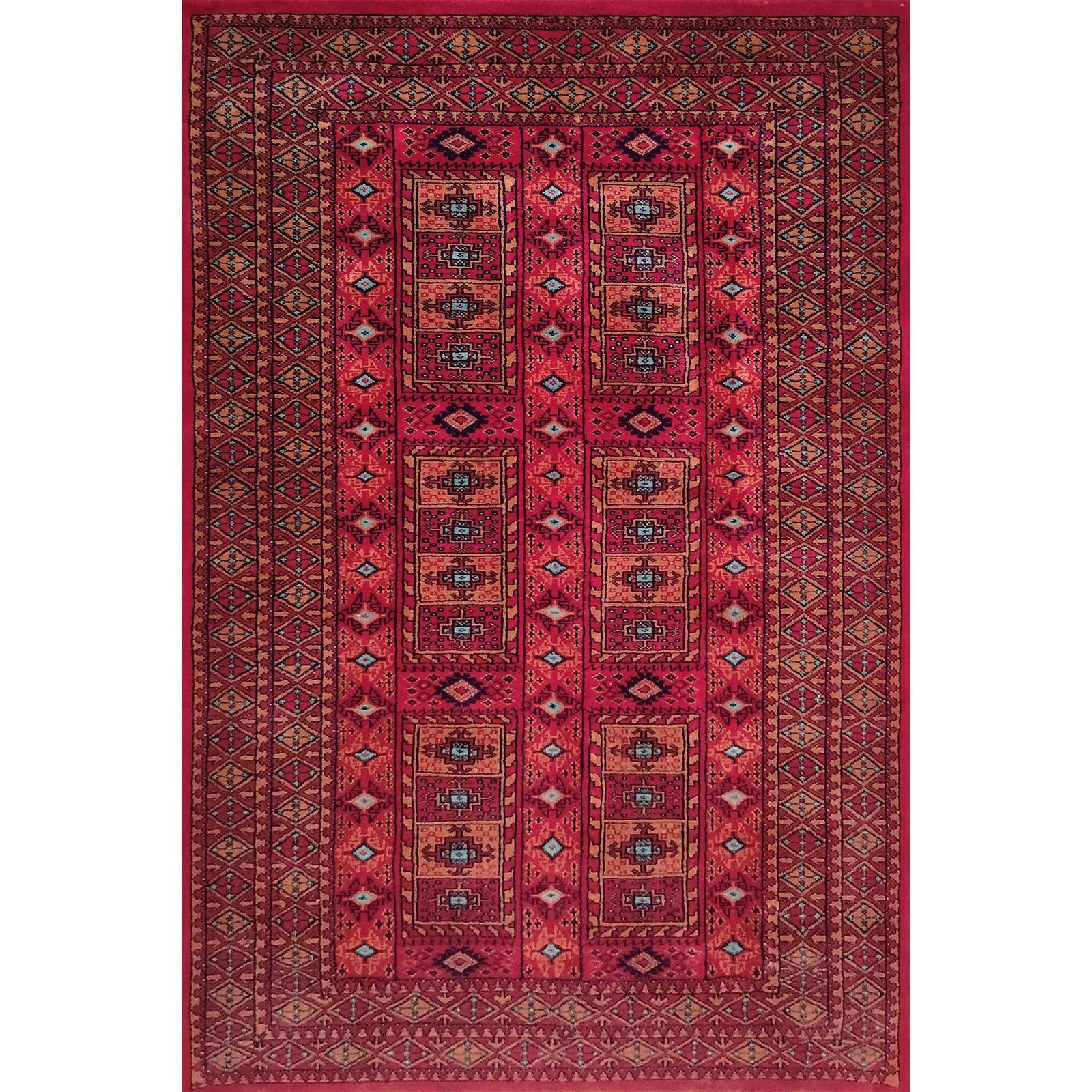 4x6 Feet Hand Knotted Red Wool Rug