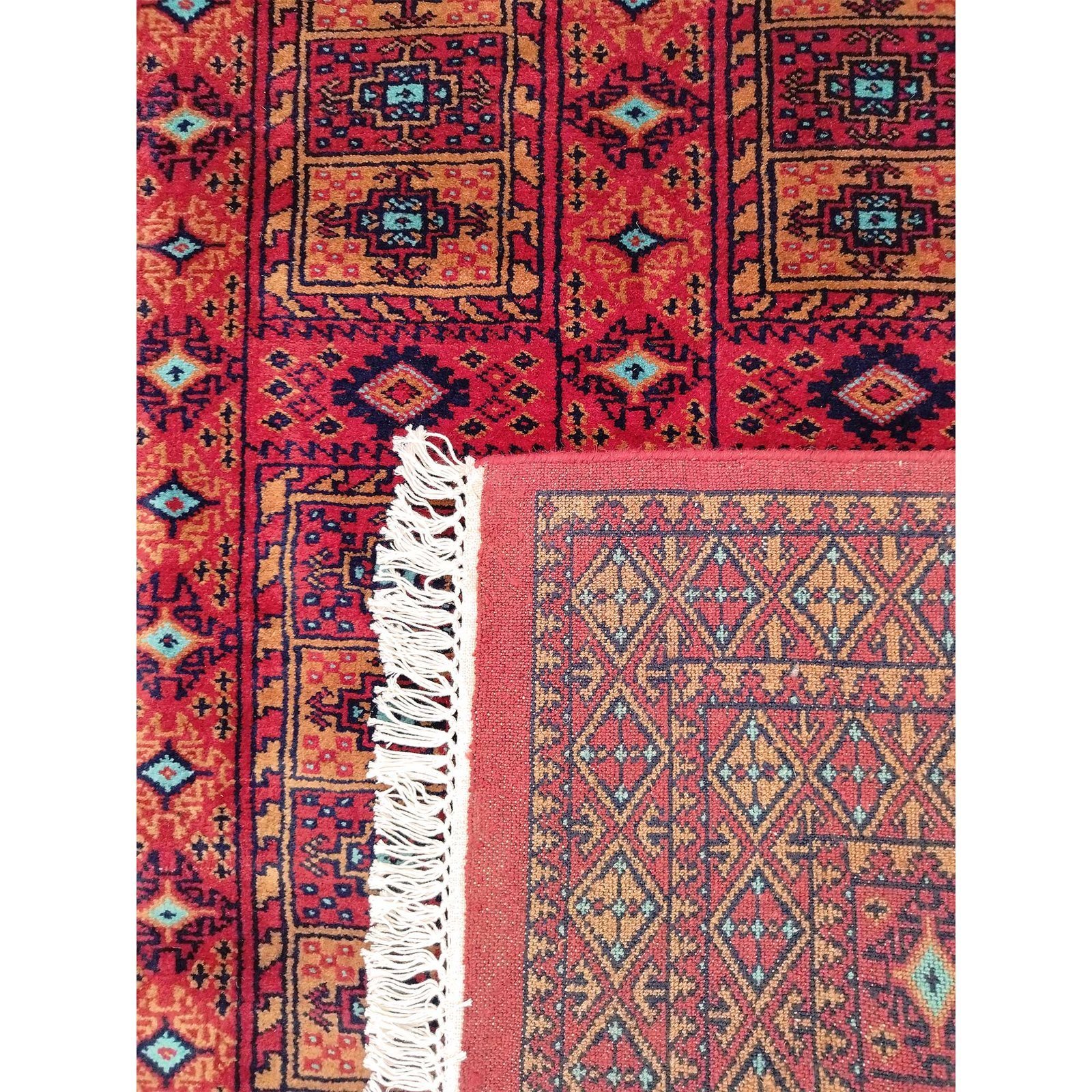 4x6 Feet Hand Knotted Red Wool Rug - Image 4