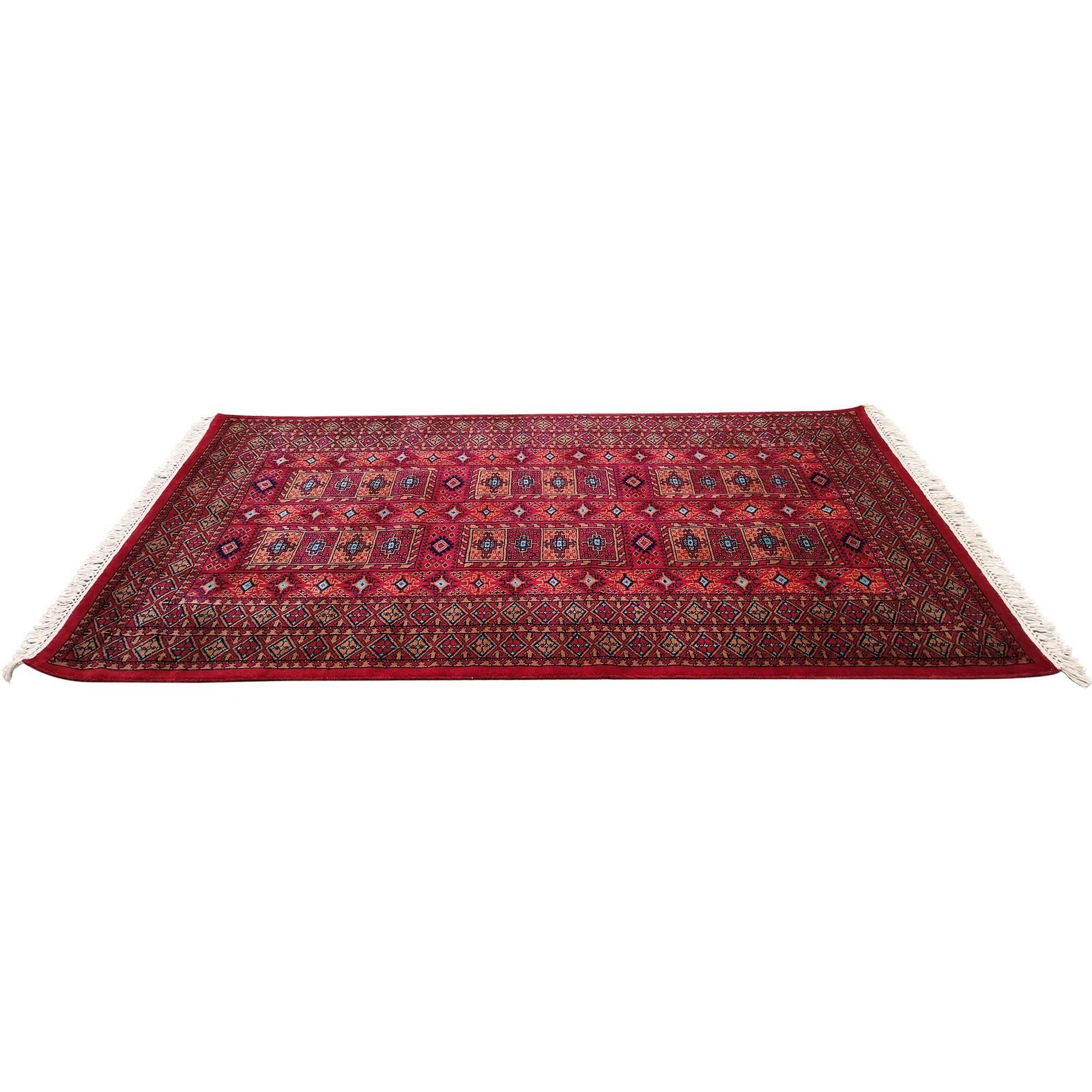 4x6 Feet Hand Knotted Red Wool Rug - Image 6