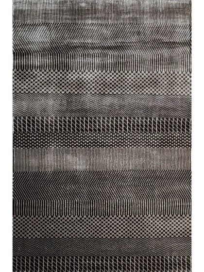 4x6 feet Hand Knotted Bamboo Silk Rug Black and Gray Grass