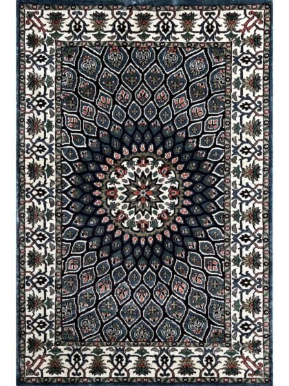 4x6 Feet Hand Knotted Bamboo Silk Blue Rug Gumbad