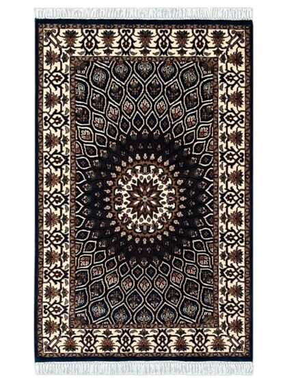 4x6 Feet Hand Knotted Wool Rug Gumbad (Blue)