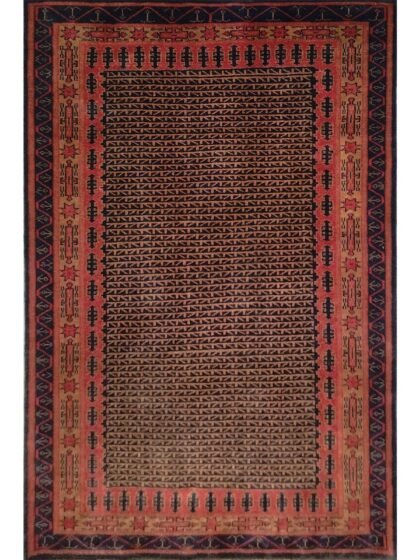 4x6 Ft Handmade Black & Brown Wool Rug