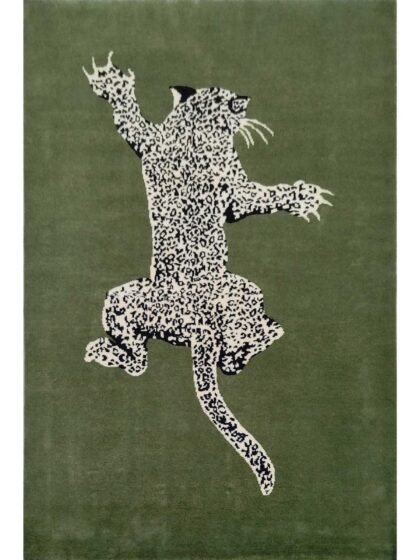 4x6 Feet Climbing Leopard Green Rug
