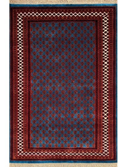 4x6 ft Hand Knotted Wool Rug Blue Lichi