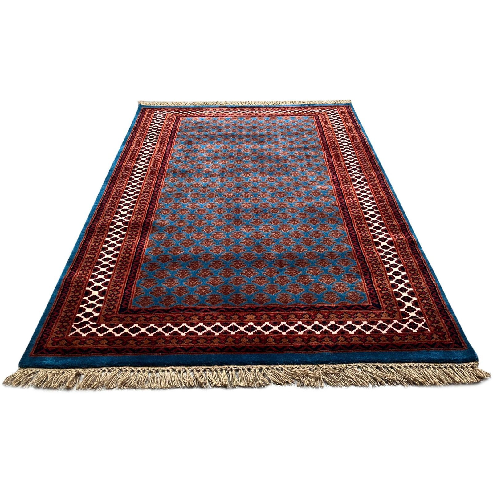 4x6 ft Hand Knotted Wool Rug Blue Lichi - Image 2