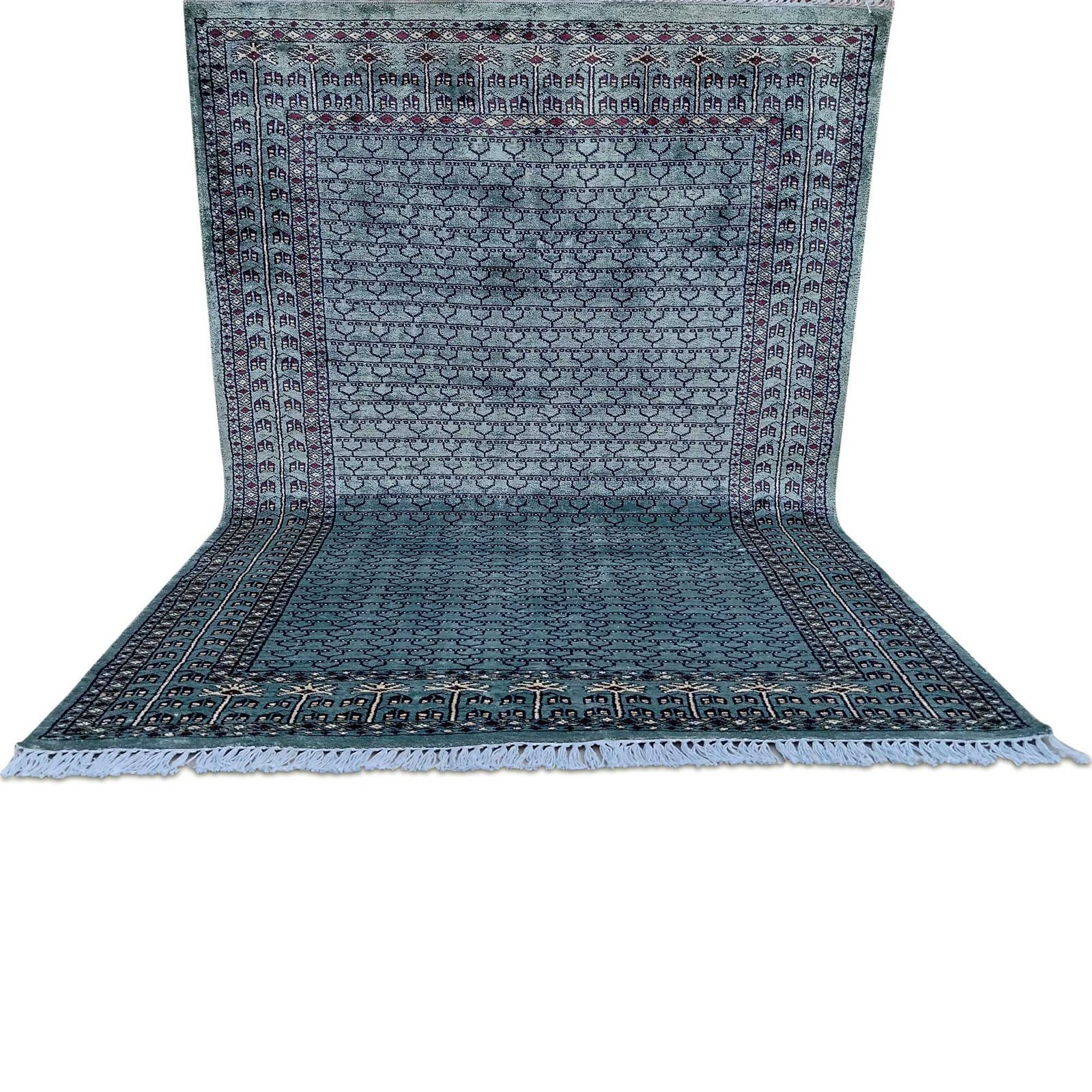 4x6 ft Hand Knotted Royal Grey Bamboo Silk Rug - Image 5