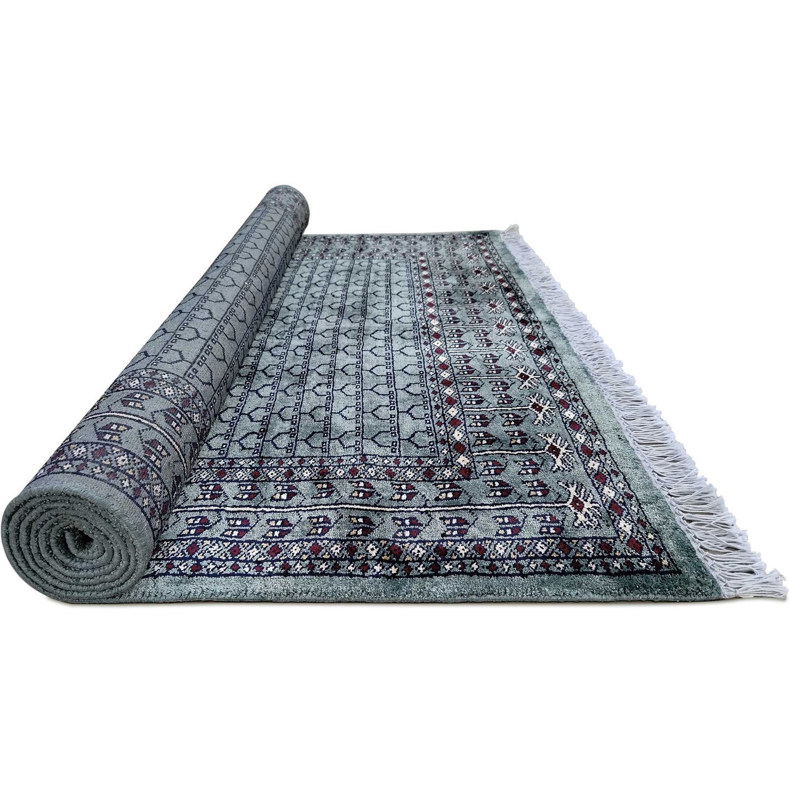 4x6 ft Hand Knotted Royal Grey Bamboo Silk Rug - Image 8