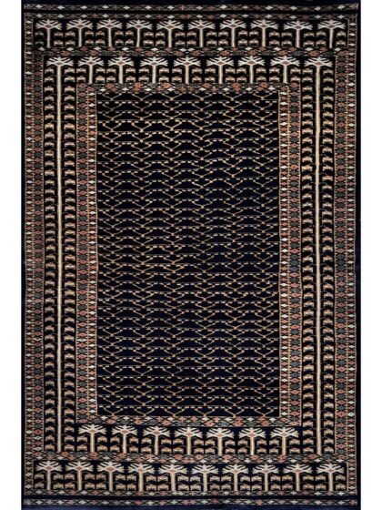 4x6 ft Hand Knotted Woolen Rug Black Parda