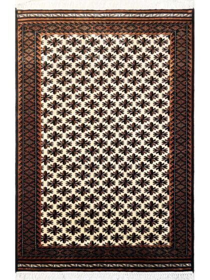 4x6 ft Hand Knotted Woolen Rug Patta White