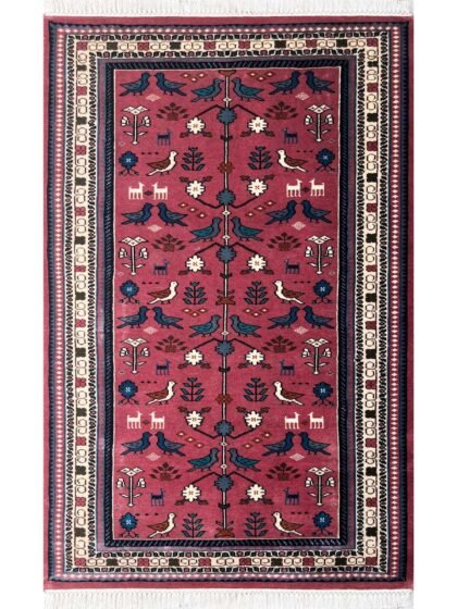 4x6 ft Hand Knotted Woolen Rug Pigeon Peach