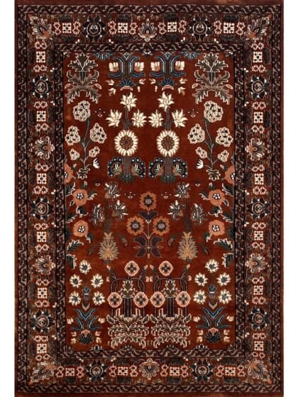 4x6 ft Hand Knotted Copper Floral Woolen Rug