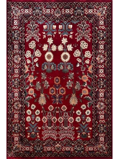 4x6 ft Hand Knotted Wool Rug Floral Red