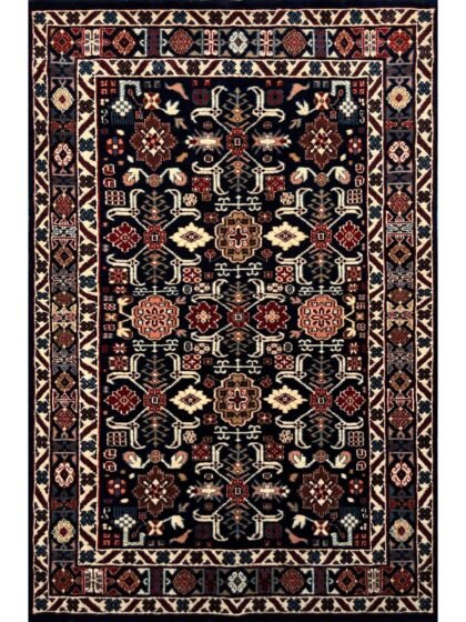 4x6 ft Hand Knotted Wool Rug Black Rooz