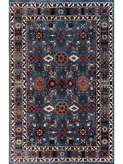 4x6 ft Hand Knotted Woolen Rug Gray Floral