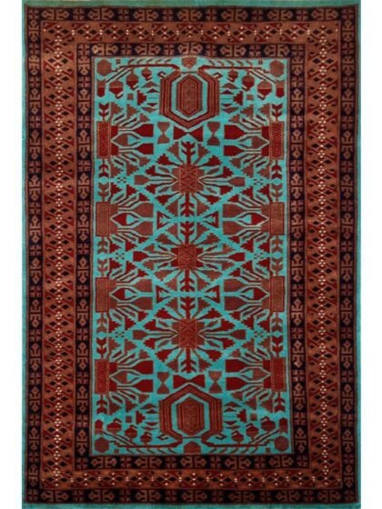 4×6 Feet Hand Knotted Wool Rug Turquoise