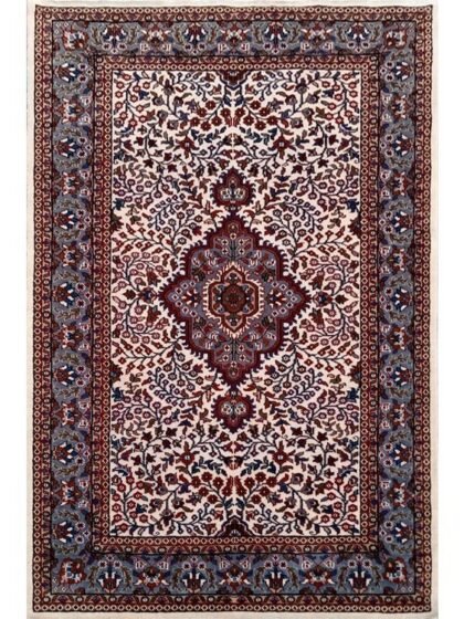 4×6 Feet White Hand Knotted Kashan Rug