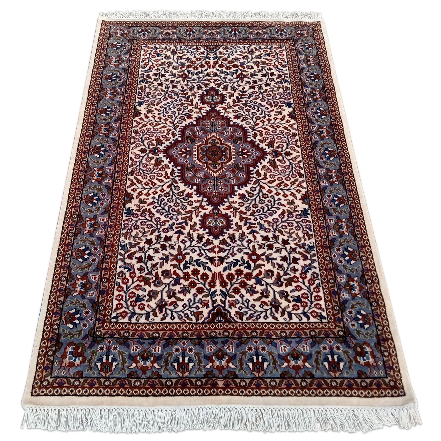 4×6 Feet White Hand Knotted Kashan Rug - Image 2