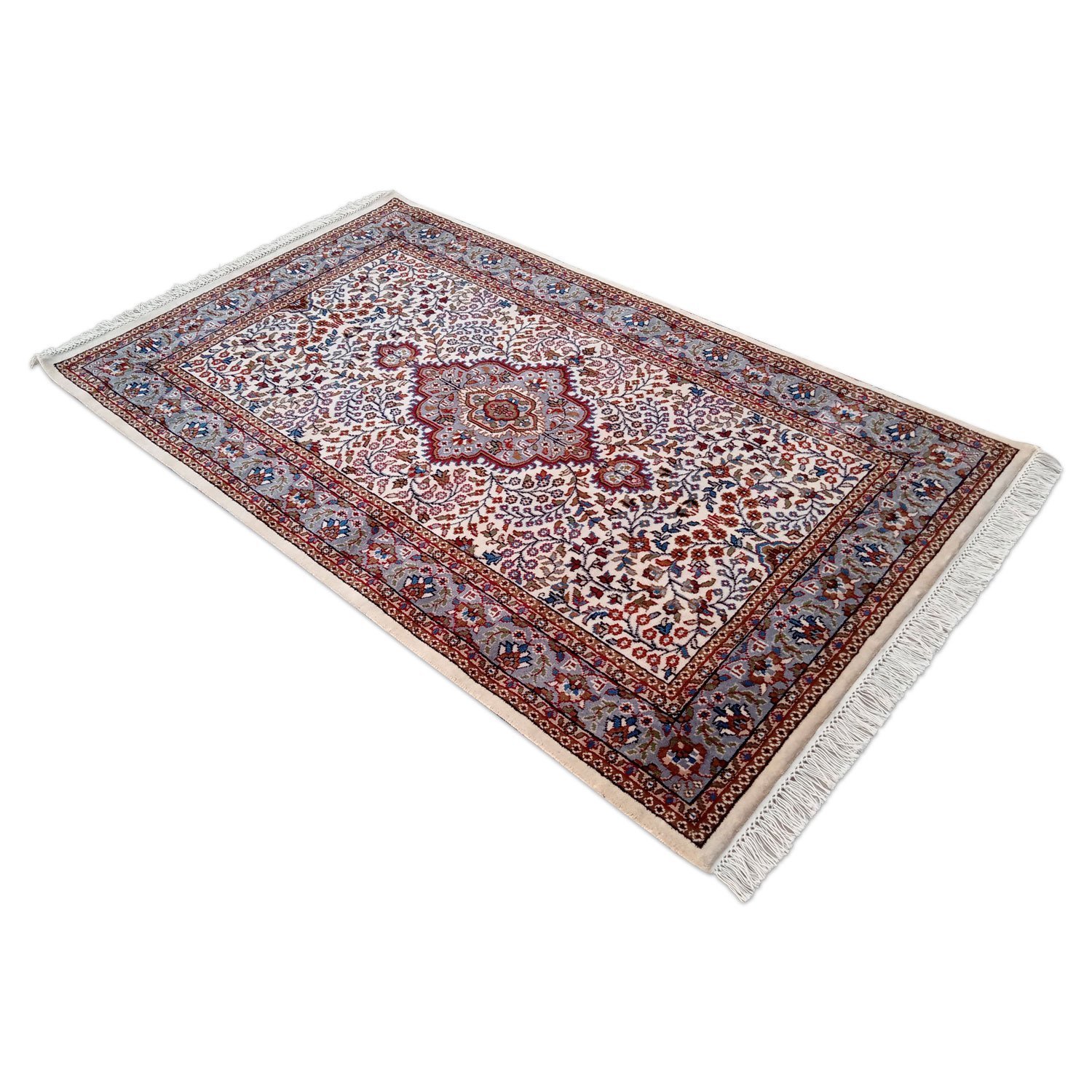 4×6 Feet White Hand Knotted Kashan Rug - Image 3