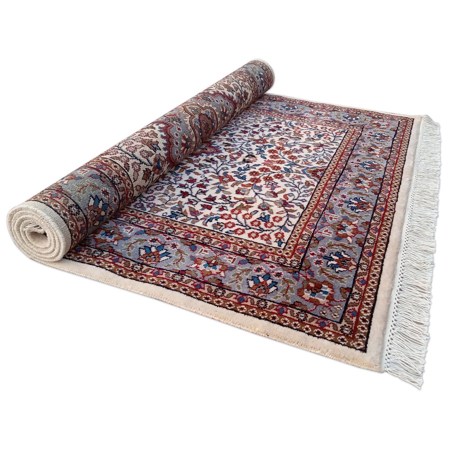 4×6 Feet White Hand Knotted Kashan Rug - Image 6