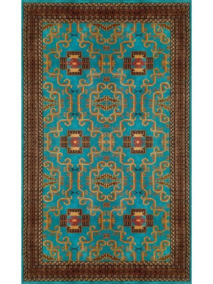 4x7 Feet Handmade Turquoise Wool Rug Palace