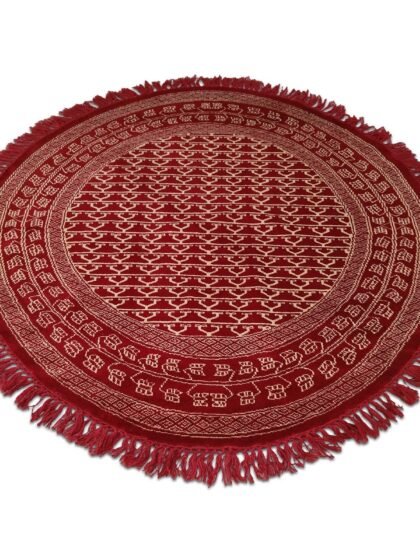 5x5 ft Round Hand Knotted Wool Rug Parda (Red)