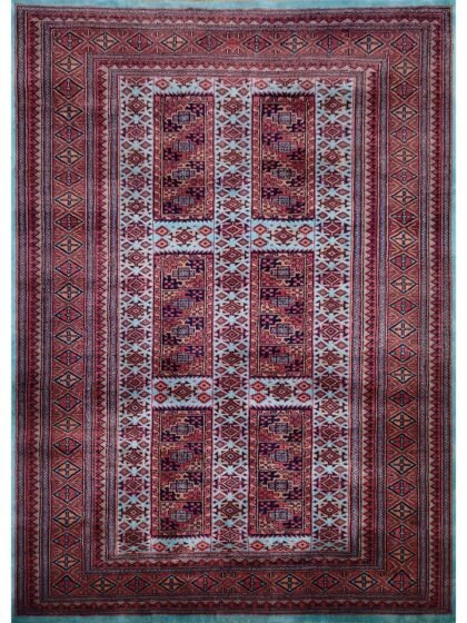5x7 ft Hand Knotted Turquoise Wool Rug Tribal
