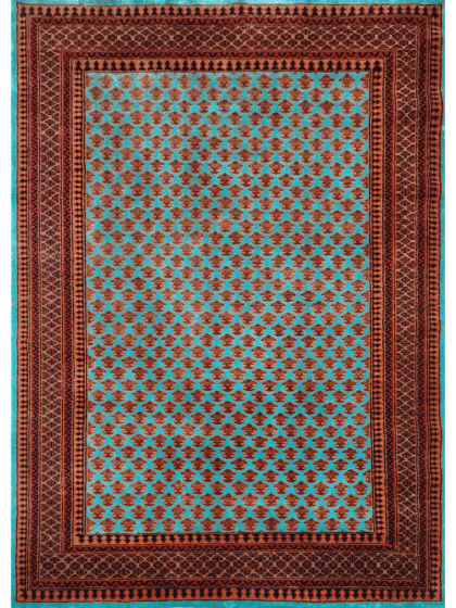 5x7 Feet Hand Knotted Wool Rug Turquoise