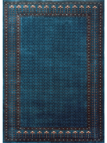 5x7 Feet Handmade Wool Rug Blue Hand Knotted Parda Rug