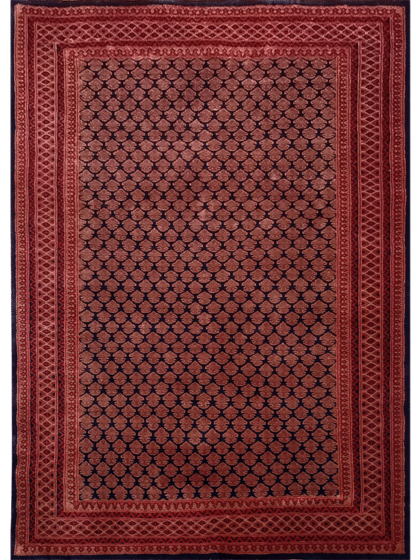 5×7 Feet Wool Black Hand Knotted Lichi Rug