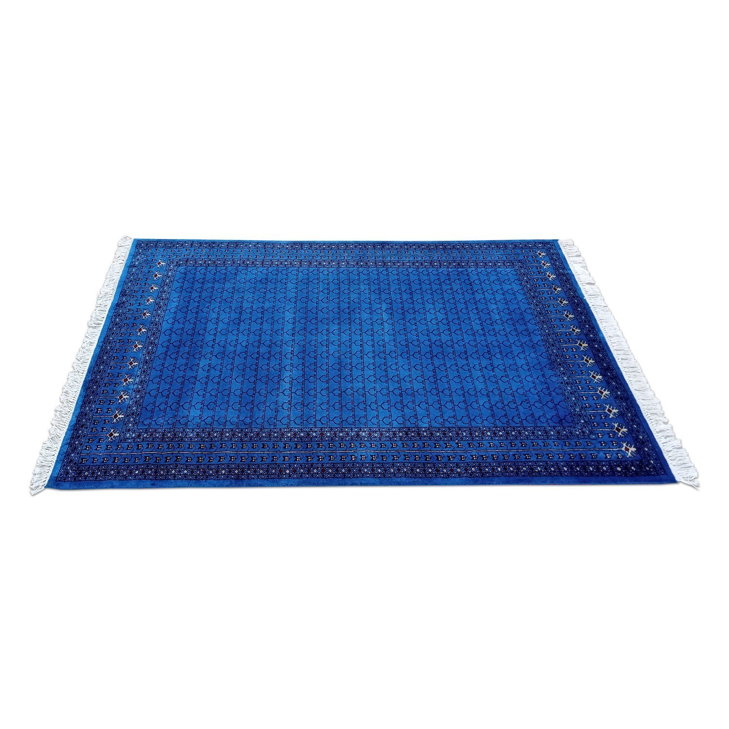 5×7 Feet Handmade Wool Rug Royal Blue Hand Knotted Parda Rug - Image 5