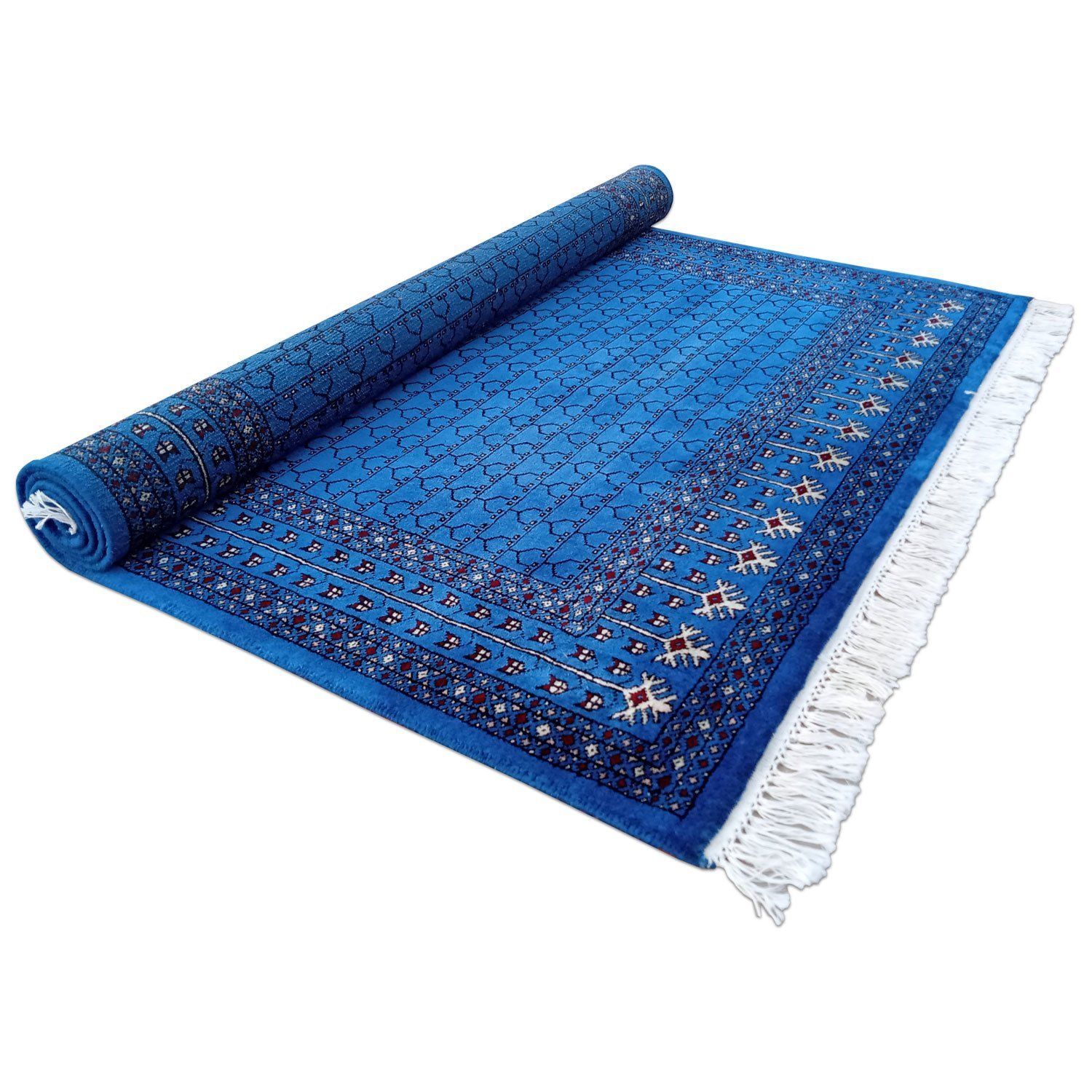 5×7 Feet Handmade Wool Rug Royal Blue Hand Knotted Parda Rug - Image 3