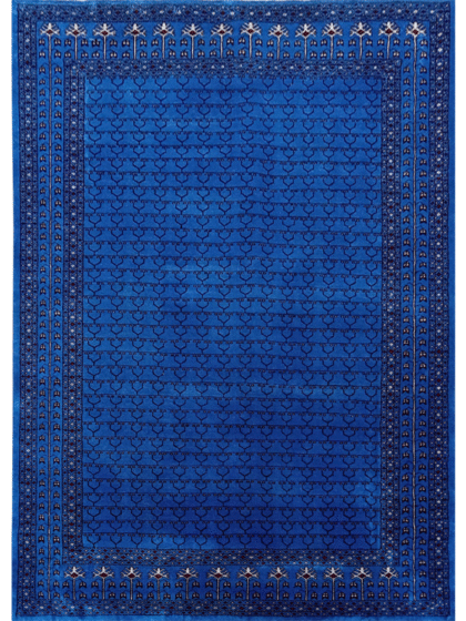 5×7 Feet Handmade Wool Rug Royal Blue Hand Knotted Parda Rug