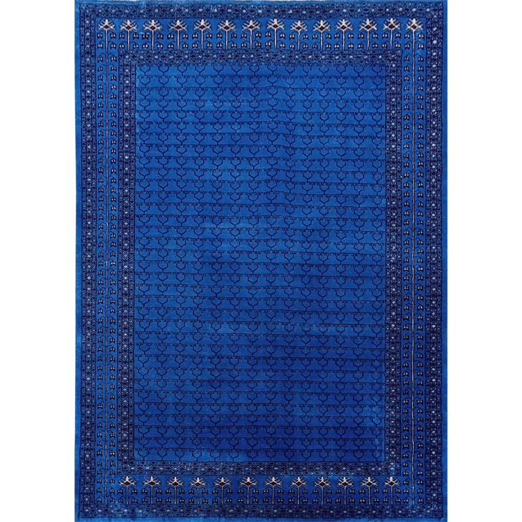 5×7 Feet Handmade Wool Rug Royal Blue Hand Knotted Parda Rug