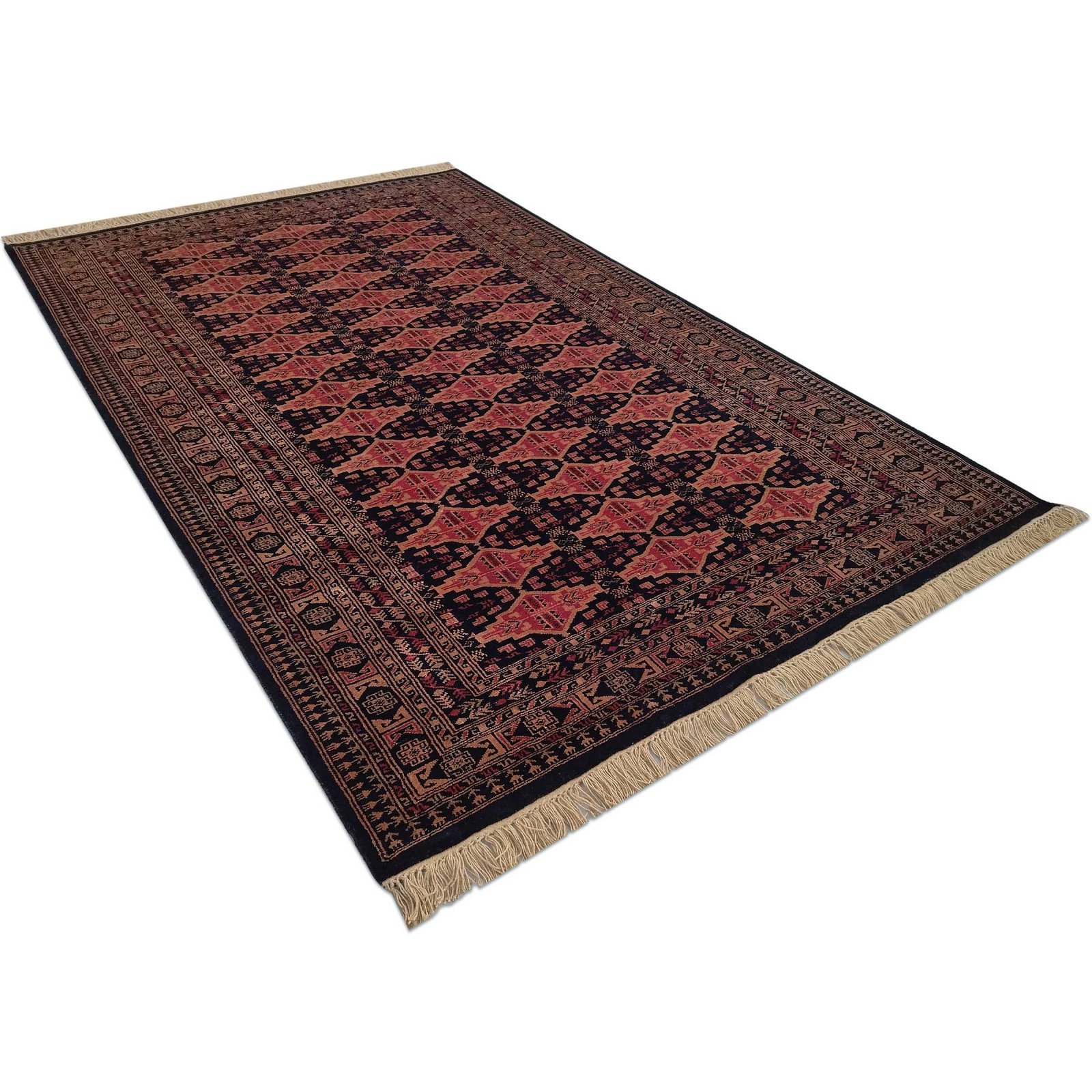 6x9 Feet Wool Black Handmade Tribal Rug - Image 7