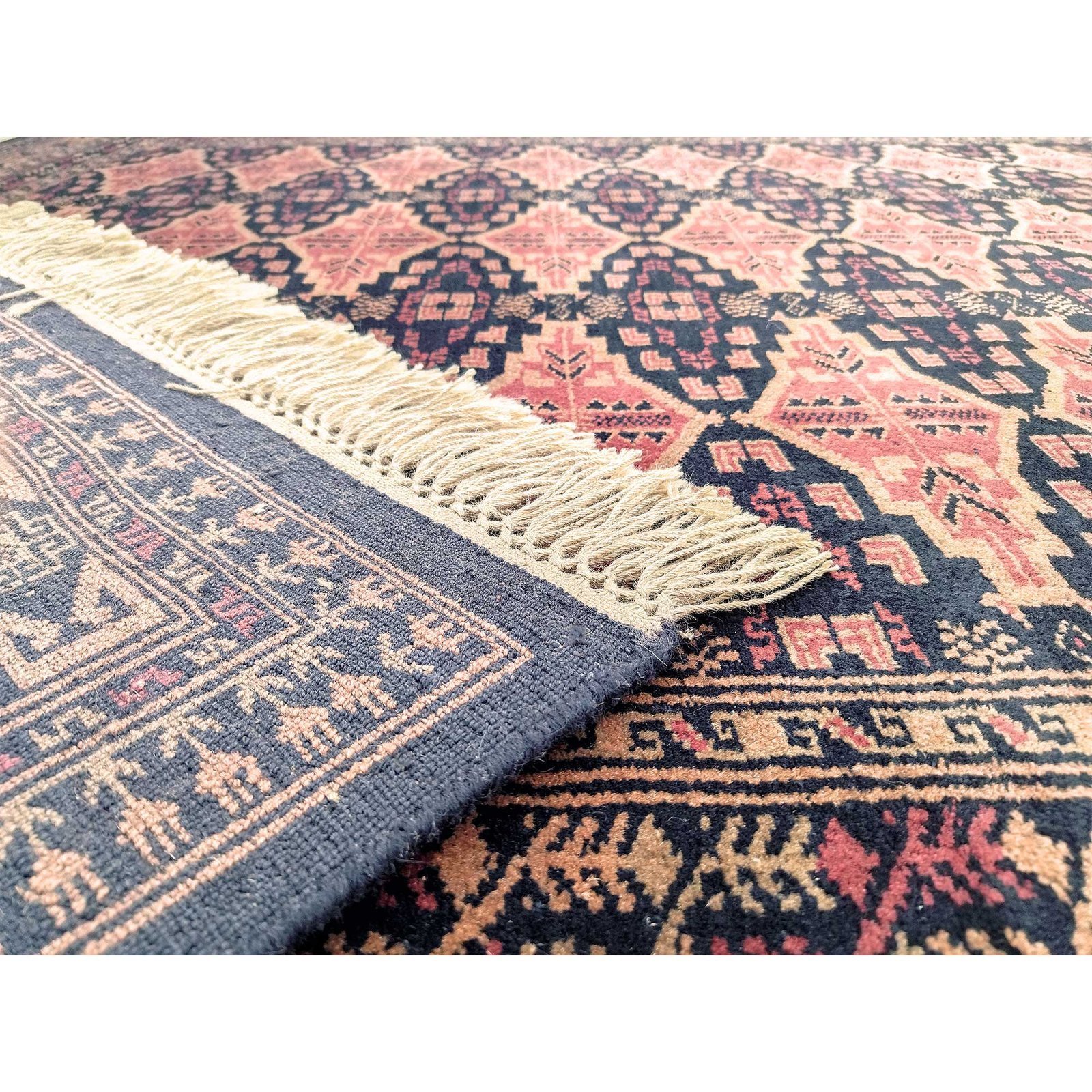 6x9 Feet Wool Black Handmade Tribal Rug - Image 4