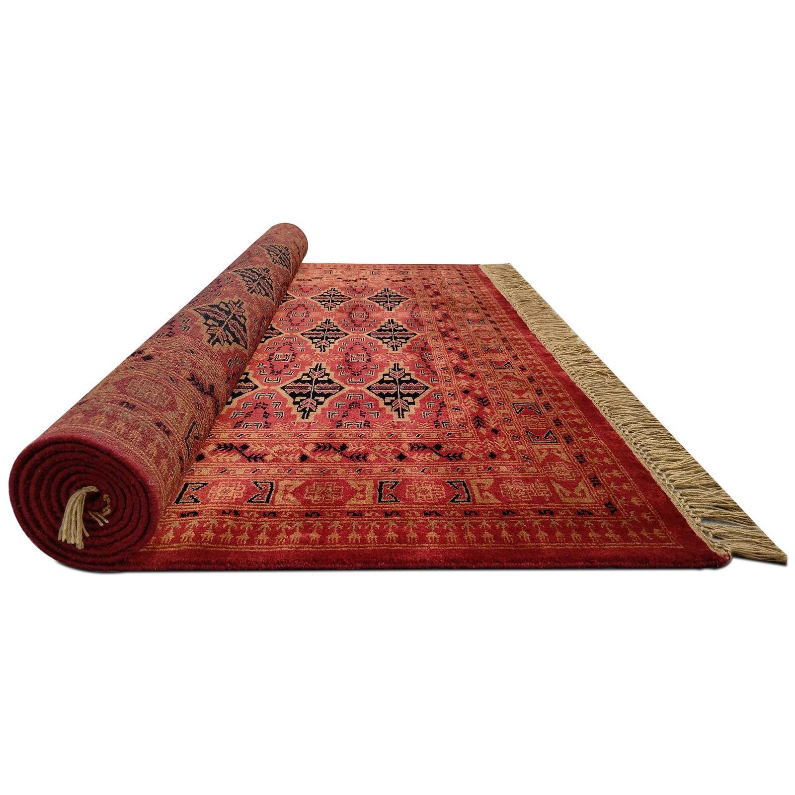 6x9 Feet Wool Red Hand Knotted Rug - Image 8