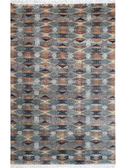 6x9 ft Hand Knotted Woolen Rug Gray Chin