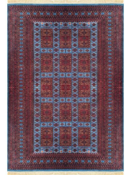 6x9 ft Hand Knotted Woolen Rug Dubba Blue