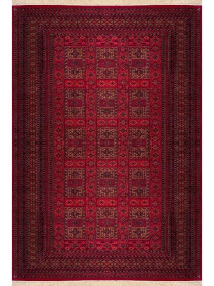 6x9 ft Hand Knotted Woolen Rug Red Dubba