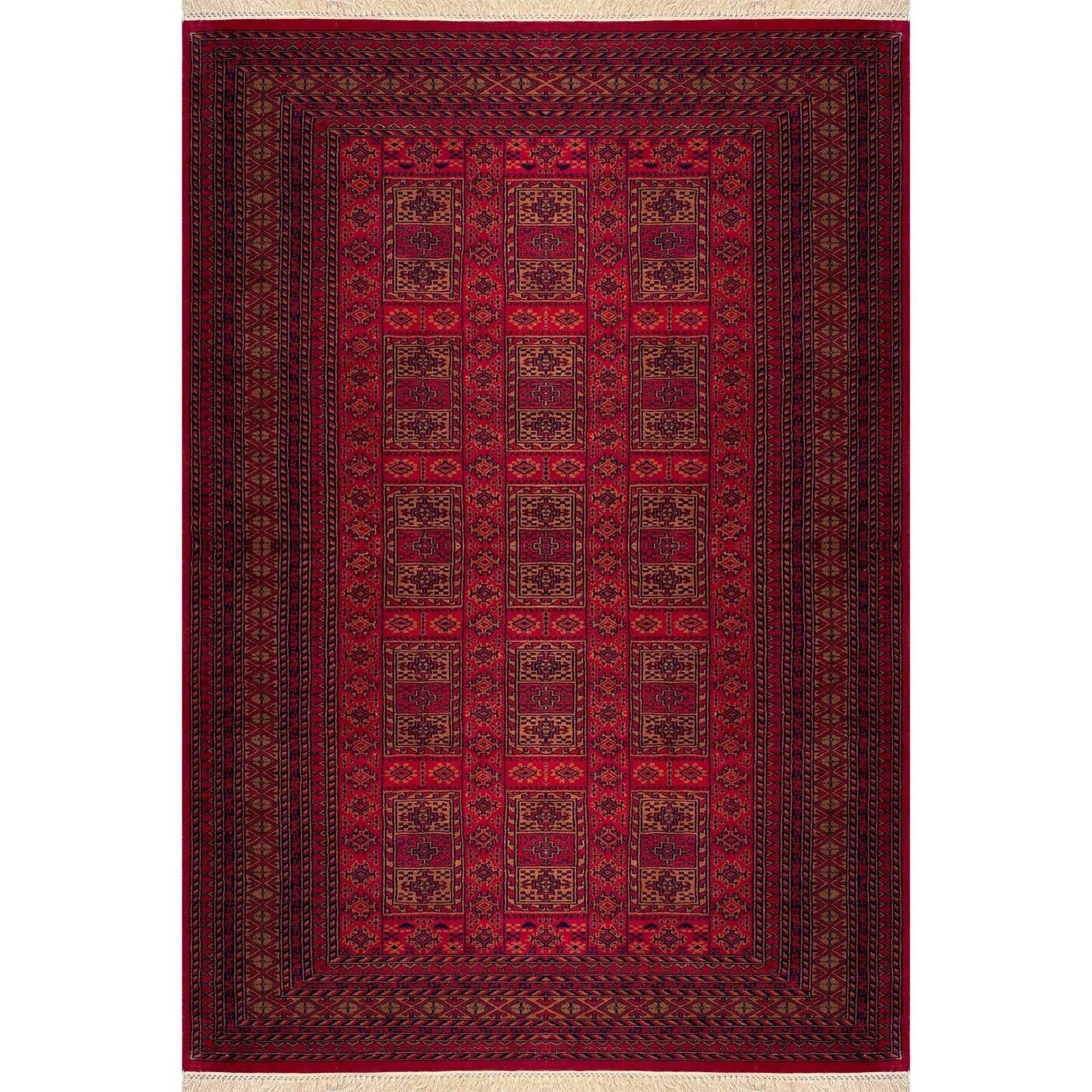 6x9 ft Hand Knotted Woolen Rug Red Dubba