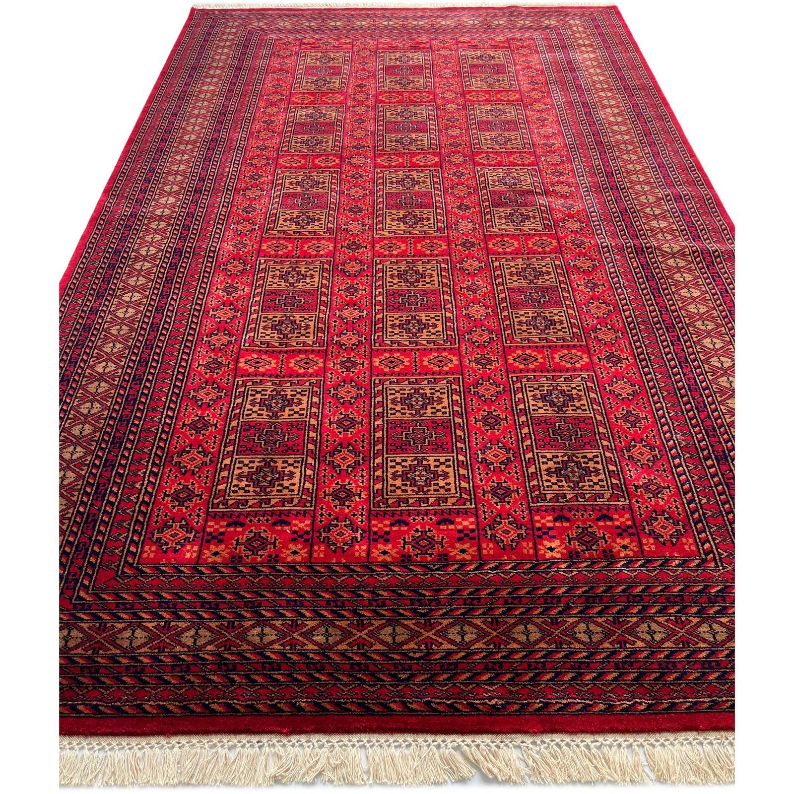 6x9 ft Hand Knotted Woolen Rug Red Dubba - Image 6